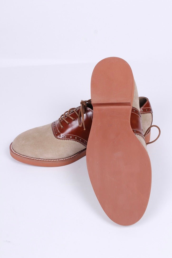 Women's 1950s style oxford saddle shoe  - Cognac/Sand - Elliot
