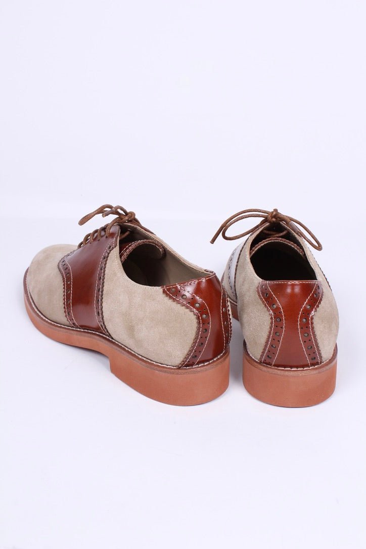 Women's 1950s style oxford saddle shoe  - Cognac/Sand - Elliot