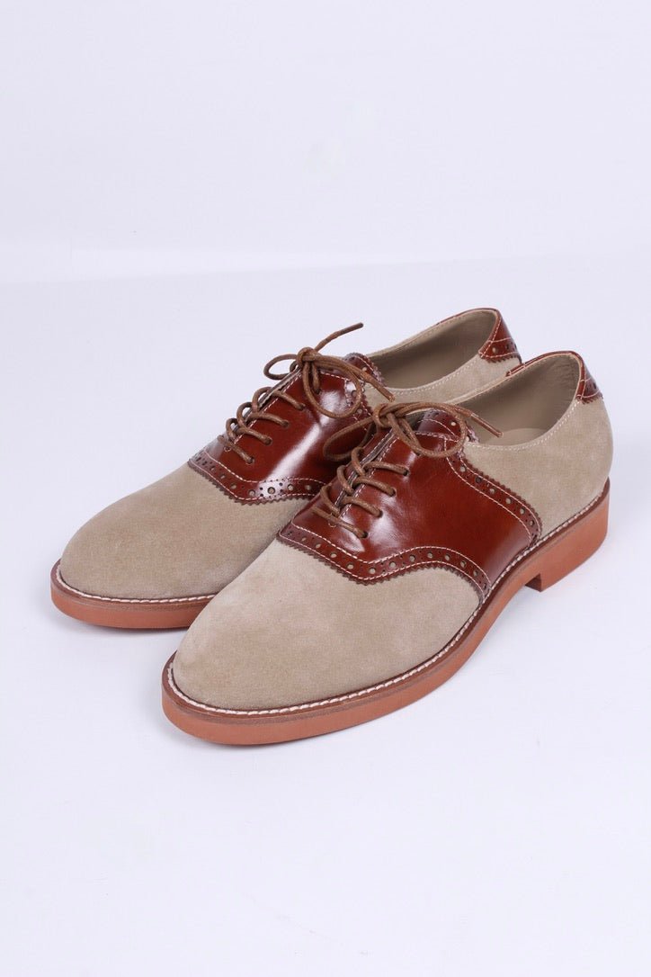 Women's 1950s style oxford saddle shoe  - Cognac/Sand - Elliot