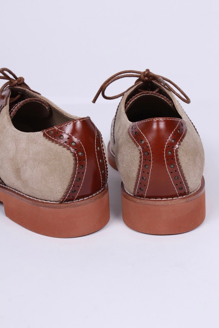 Women's 1950s style oxford saddle shoe  - Cognac/Sand - Elliot